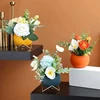 A74P-Small Flower Vase Set Of 3, Modern  Vase For Living Room Decor Yellow Blue Orange Round Vase For Faux Flowers 3
