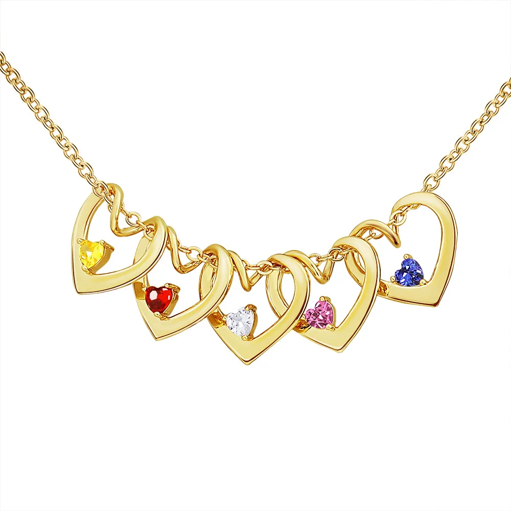 

3UMeter DIY Birthstone Zircon Heart Pendant Necklace Personalized Customized Name Necklace Women Gift