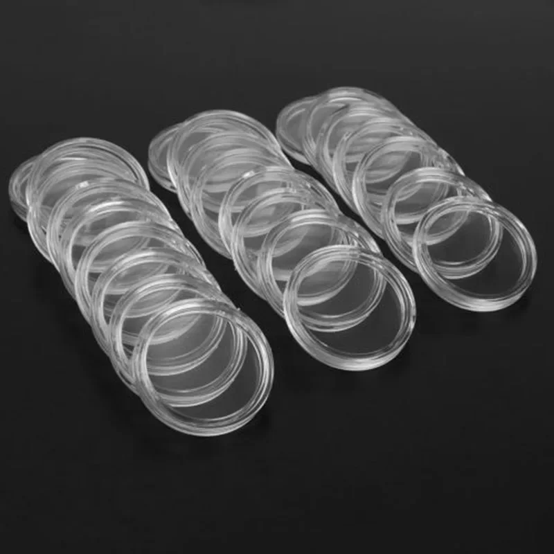 100Pcs 33mm Transparency Round Plastic Coin Holders Capsules Container Storage Case Box Coins Collection High Quality Durable 4