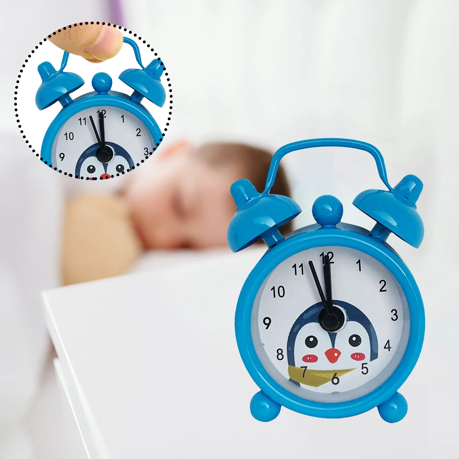 Reloj despertador silencioso para niños, cronógrafo analógico de dibujos  animados, sin tictac, pequeño, con luz nocturna - AliExpress