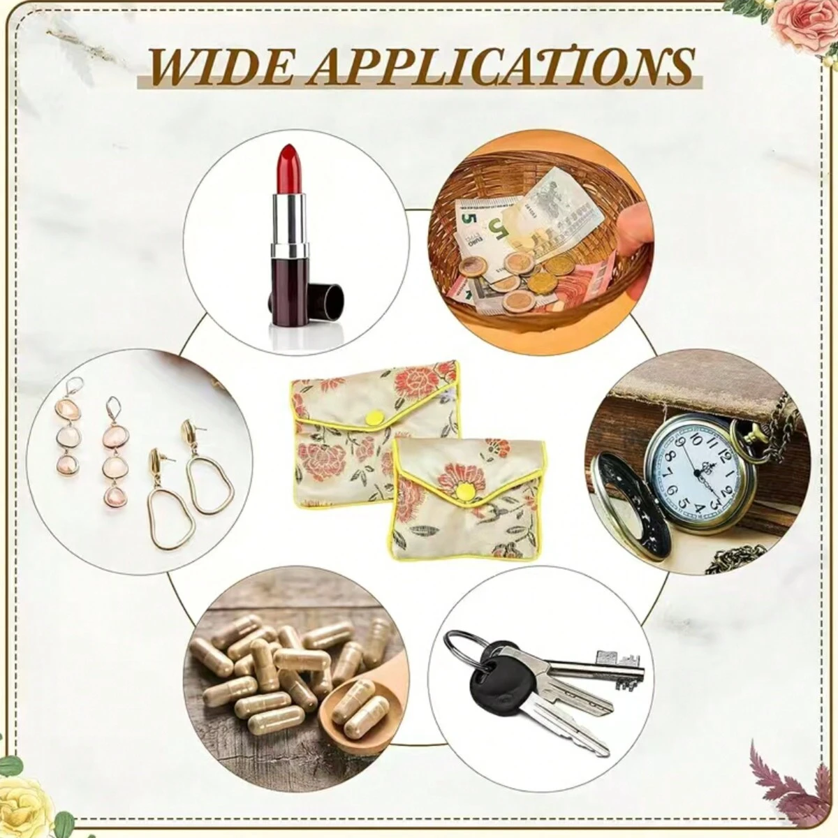 6pcs/12pcs 쥬얼리 실크 지갑 파우치, 보석 선물 가방, 여러 색상 (임의의 색상)