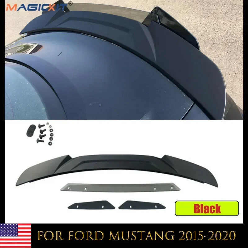 

MagicKit For 2015-2020 Ford Mustang Wicker Bill Smoked Gray+black Polycarbonate Car Rear Wing Primer Color Rear Spoiler Flap