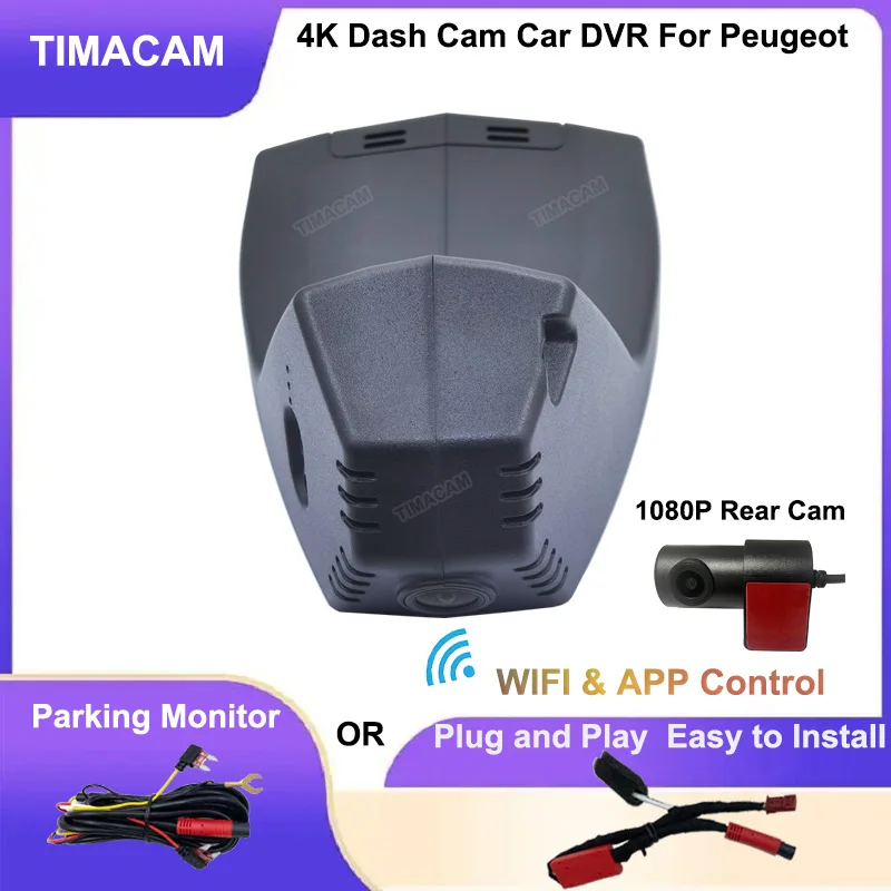 

Ultra HD 4K 2160P Wifi Dedicated Car DVR Video Recorder Front and Rear Dash Cam For Peugeot 408 508L 360THP 400THP 2021 - 2023