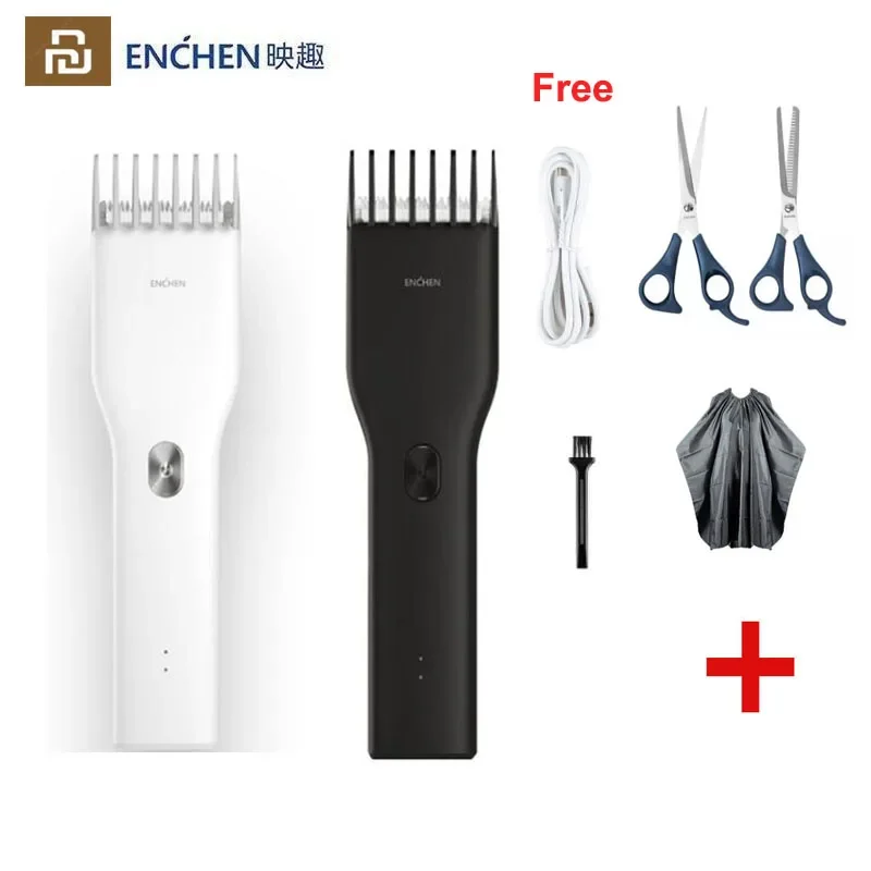 재고 Youpin Enchen 부스트 USB 전기 헤어 클리퍼, 2 단 속도 세라믹 커터, 헤어 고속 충전, 어린이 헤어 트리머 