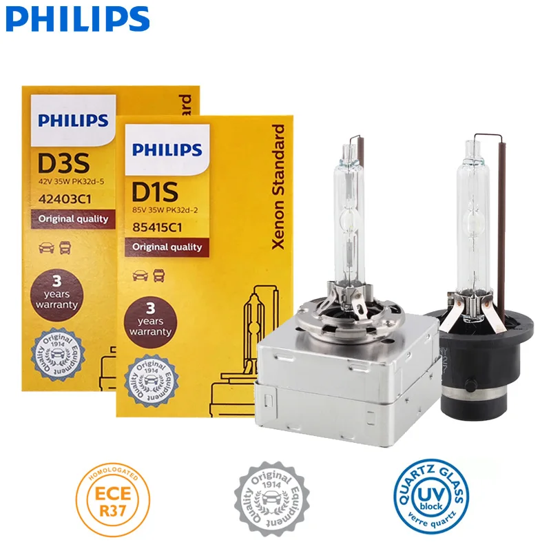 35 Watts High Intensity Discharge Philips D3s Xenon HID Bulb, For