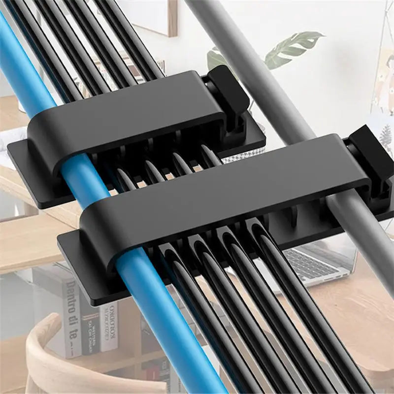 2/4Pcs 8 Slots Self-Adhesive Cable Organizer Clips Wire Holder for Office TV PC Ethernet Under Desk USB Cord Management
