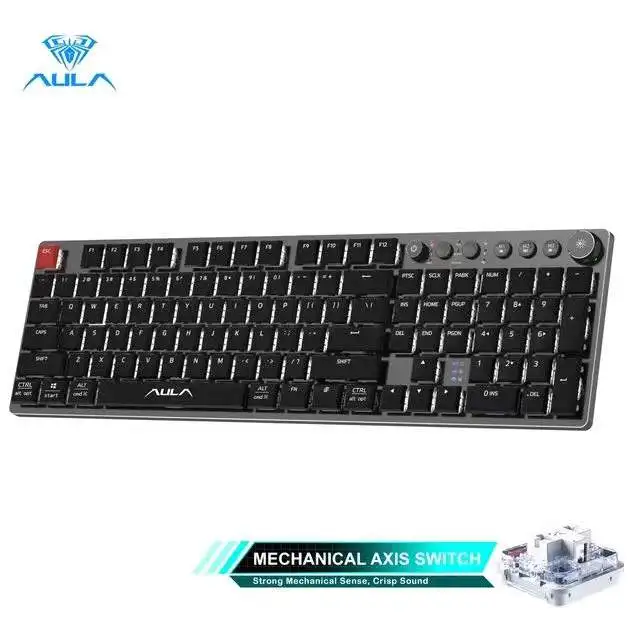 keyboard for multiple computers AULA F2090 Wireless Game Mechanical Keyboard Ultra Thin 104 Keys Support Bluetooth-compatible/Type-c for Desktop PC Laptop PC best pc gaming keyboard Keyboards