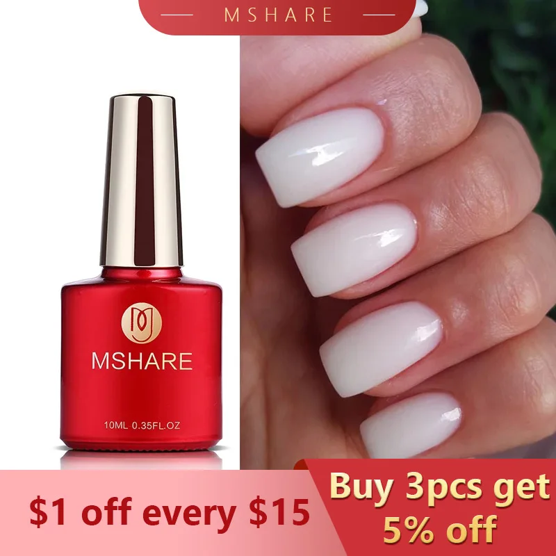 MSHARE Milky White Builder Nail Extension Gel in A Bottle 10ml Self leveling Nails Quick Building Clear Pink UV Led Gel