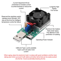 18W 22.5W 3A Load Tester Electronic Load Test Resistor Module USB&Type C Interface Adjustable Constant Current with Cooling Fan 1