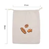 Linen Bread Bags Reusable Drawstring Large Washable Storage Food Accessories Home Unbleached Kitchen Organizer 5
