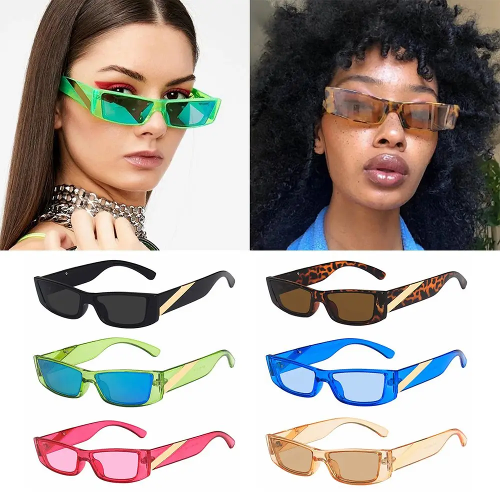 Vintage UV400 Trending Street Eyewear Small Rectangle Sunglasses Retro Sun Glasses Black Shades Small Frame