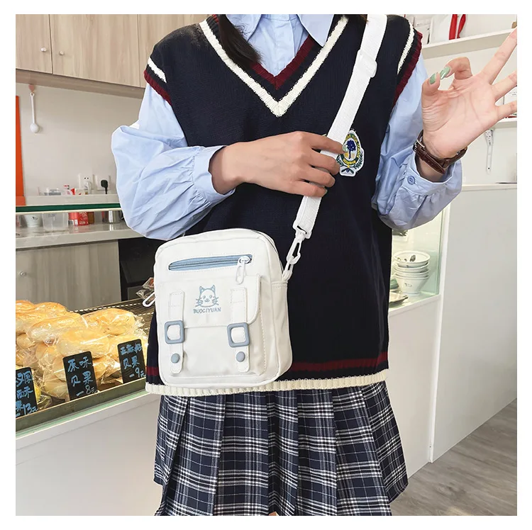 Japanese women small mobile phone bag cute cartoon cat girl student messenger bag funny personality shoulder bag