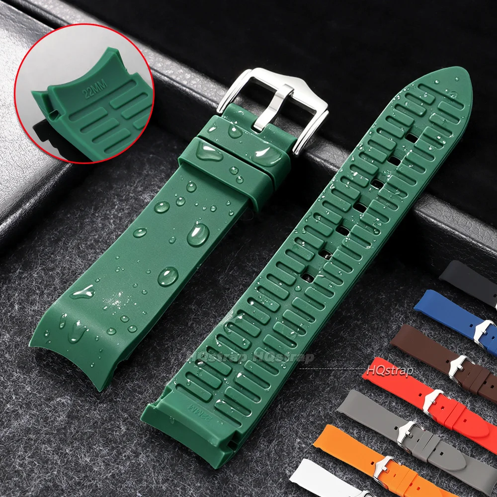 Deluxe Waterproof Sport Silicone Watch Strap - Curved End Wristband Accessory