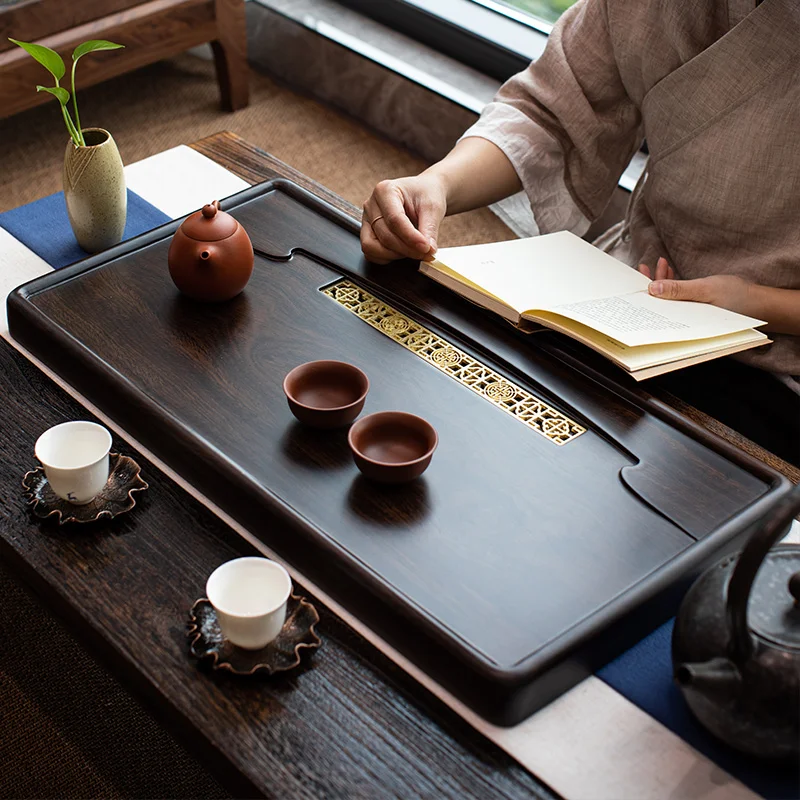 

Coffee Tea Tool Golden Tray Organizer Japanese Luxury Decorative Trays Reception Serving Table Big Ceremony Set Bandejas Wooden