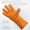 WYNN'S 1 Pair Leather Work Gloves Cowhide Working Glove Stick Welder Heat Fire Resistant Mitts for Welding Cutting Hand Tools 3