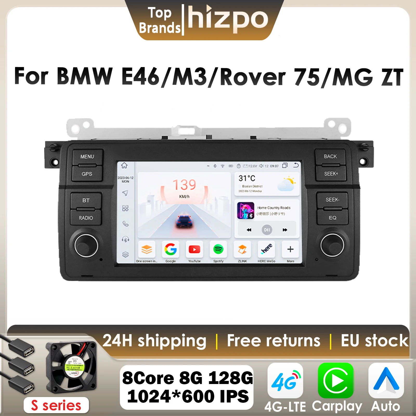 Hizpo 2Din Android 13 Auto Radio Für BMW E46 M3 318/320/325/330/335 Rover 75 Coupe Auto Multimedia GPS Drahtlose CarPlay AUTO DSP