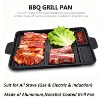 Korean Grill Meat Plate Aluminum Titanium Coating Barbecue Pan Camping Board Griddle for Outdoor Cassette Stove and Induction 3