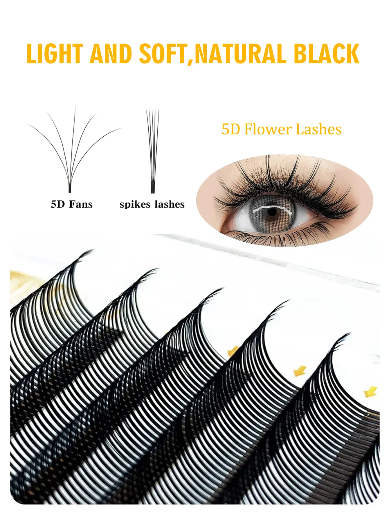 AGUUD 5D Flora Lashes Wimpernverlängerung 0,07 mm Braun & Schwarz Vorgefertigte Spike Volume Fans Anime Natürliche weiche Wimpern Make-up Cilios – Detail 9