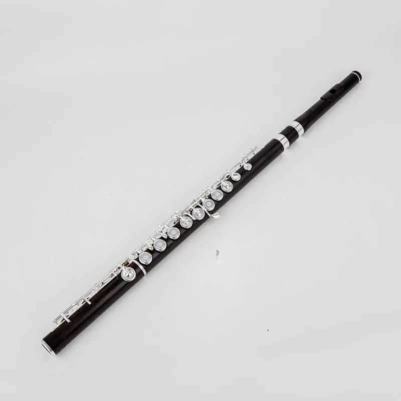 Powell 17 Holes Ebony flute Open Hole Silver Plated E key Grenadilla Wood Professional Flute musical instruments