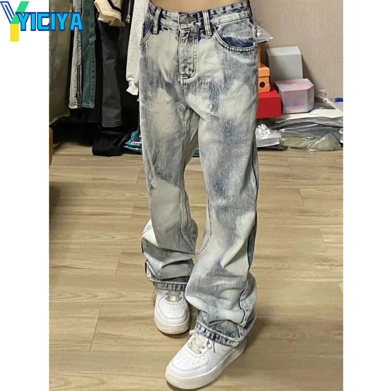 

YICIYA jeans y2k wash tie-dyed pants jean oversize American Women's New low waist baggy Pant Trousers 90s vintage fashion 2023