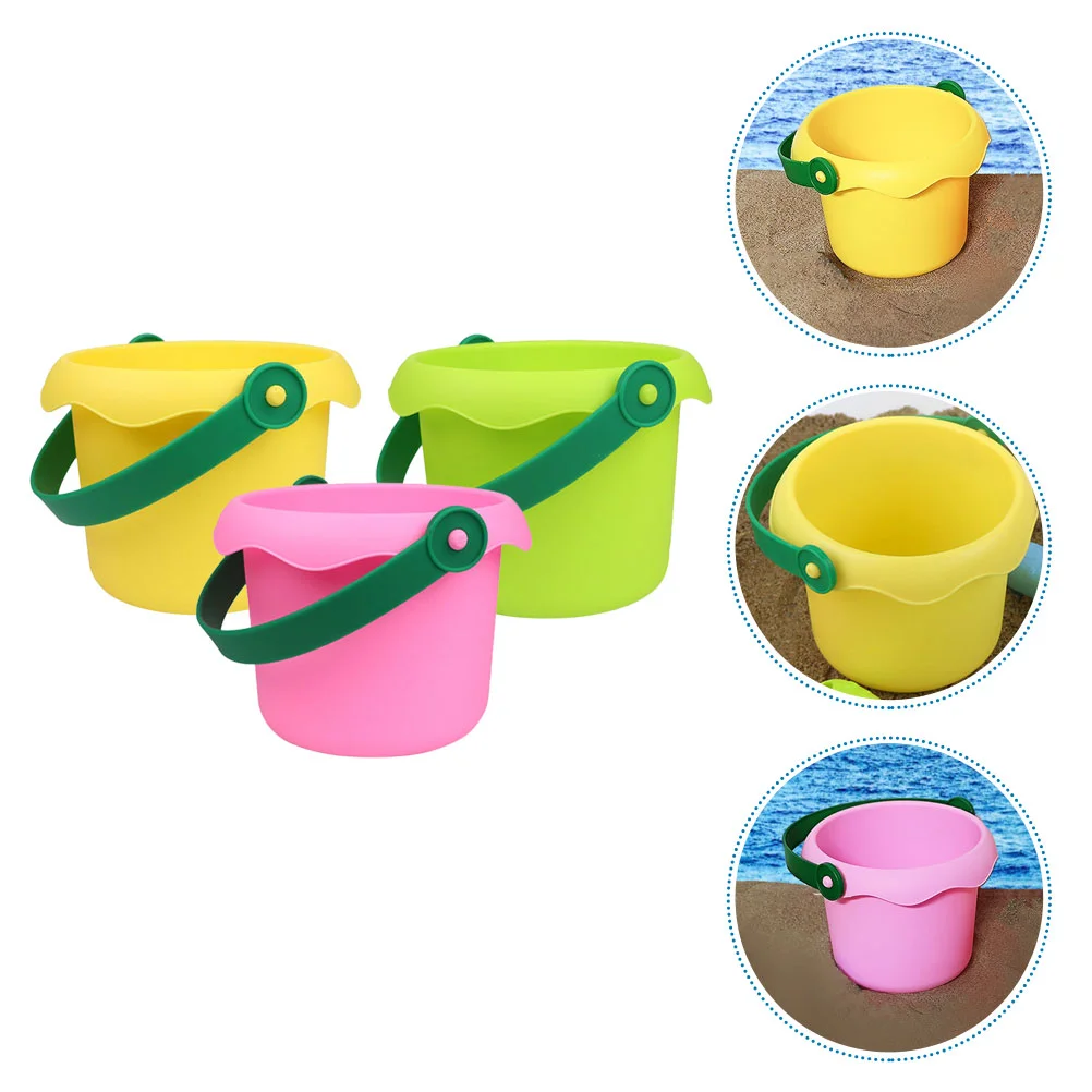 

3 Pcs Beach Bucket Digging Buckets Sand Toy Portable Plastic Small Pails Child Kids Toys