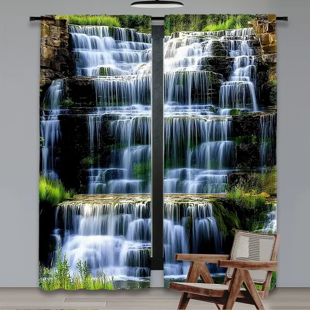 Tende paesaggistiche moderne da 2 pezzi con design a cascata adatte per soggiorno, sala da pranzo, cucina, camera da letto, bagno, sala studio 2