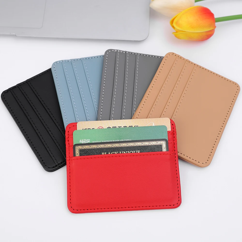 Women Pu Leather ID Card Holder Multi Slot Slim Card Case Wallet Candy  Color Bank Credit Card Box Women Men Business Card Cover - AliExpress