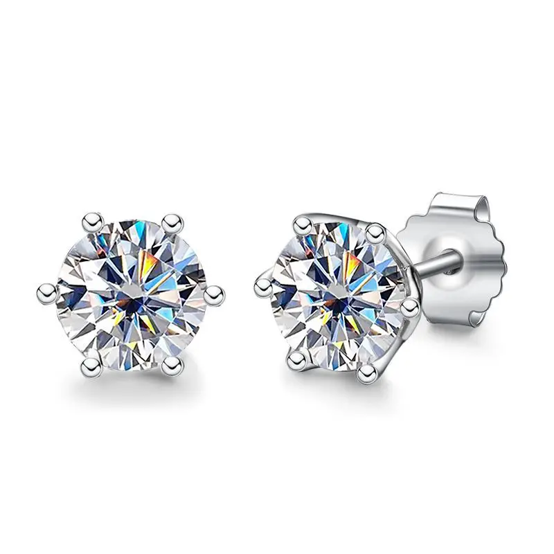 

Pure 925 Sterling Silver Rock Hip Hop Earrings for Women 1 Carat D Color Moissanite Diamond Stud Earrings for Men Hiphop Jewelry