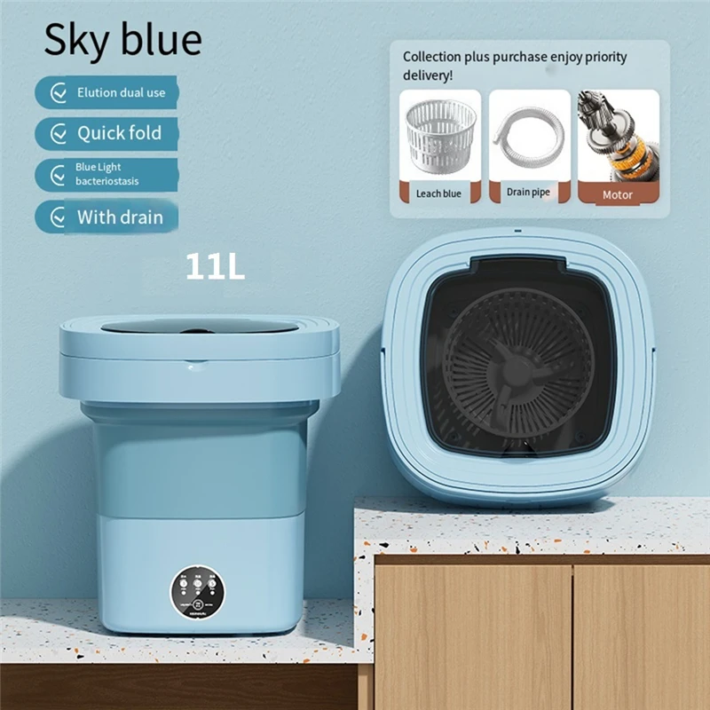 

Foldable Washing Machine Portable Socks Underwear Panties Retractable Automatic Washing Machine 3 Models Spinning Dry 6L 11L