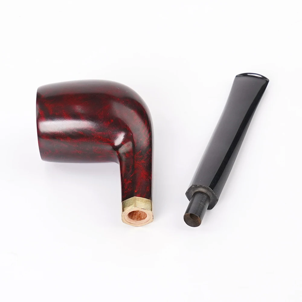 Handmade Solid Wood Smoking Pipe With Accessory Straight Real Briar Wood Billiard Tobacco Pipe As Gift