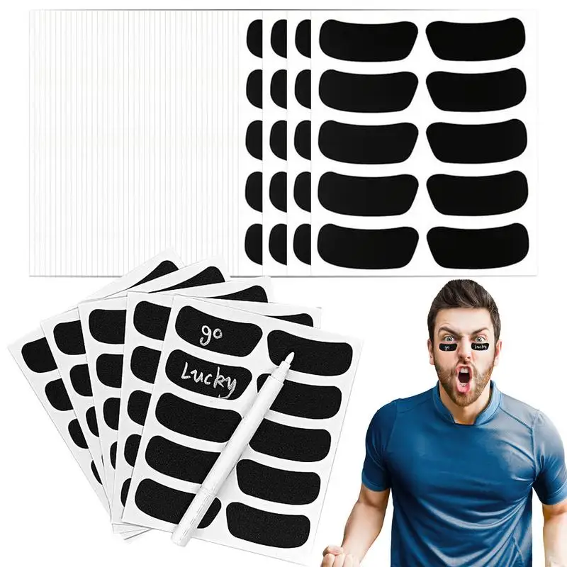 

Black Under Eye Sports Strips 50 Sheets Writable Football Stickers Sports Eye Stickers For Girls Boys Adults Kids Sport Lovers