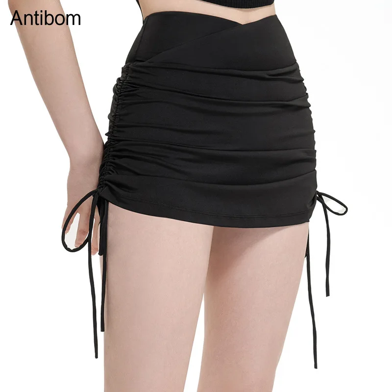 Antibom 2022 Sexy Sports Short Skirt Women's Drawstring Quick Dry Running Anti-lighting Yoga Shorts Fitness Tennis Skorts