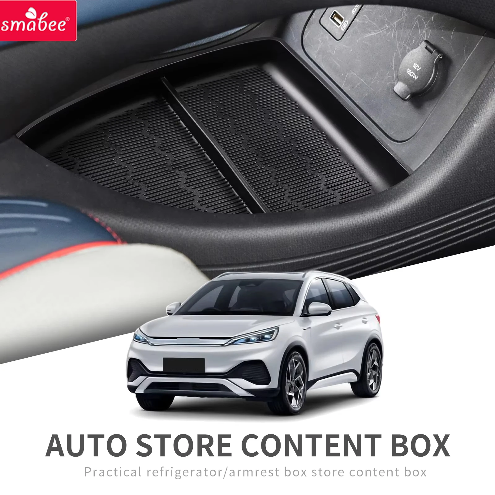 for BYD Atto Center Console Lower Layer Storage Box Car Central Tray TPE Organizer Accessories Tidying