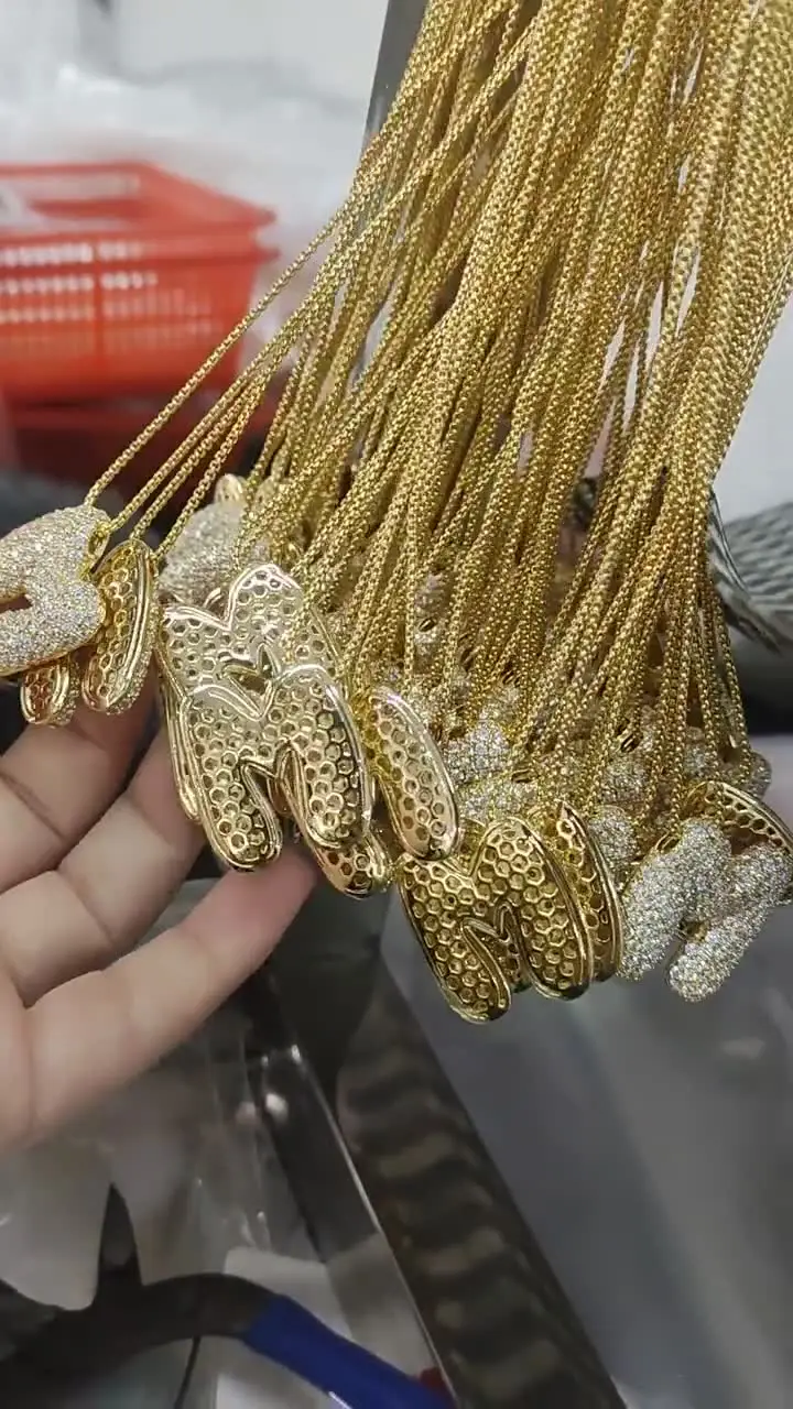 Mesovor Collana Con Iniziale In Oro A Bolla - Ciondolo Cuore Con Zirconi, Placcata 18k, Regalo Donna - 3