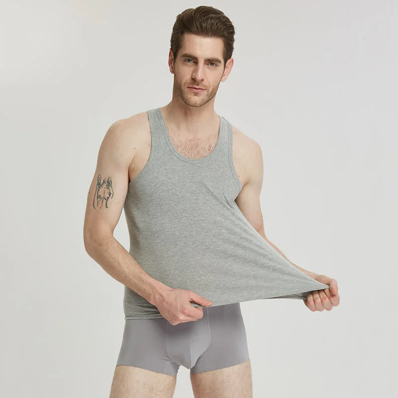 Cotton Men Underwear Sleeveless Tank Top Solid Color Muscle Workout Vest Undershirts O-neck Gym Sports T-shirt Male Singlet