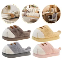 3D Cat Paw Plush Slippers Slip-on House Shoes Comfortable Furry Paw Couple Slippers Winter Soft Warm Slippers for Indoor Bedroom - Image 2