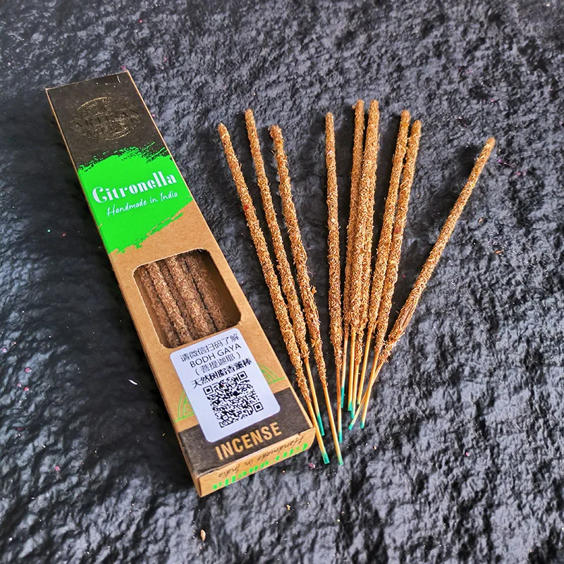 1 Box (10 Sticks) Natural Indian Incense Sticks Handmade Smudge Citronella Rubbing Fragrance By Hand Stick Incense Bodh Gaya