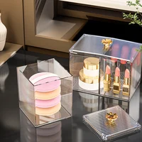 Cotton swab makeup cotton storage box desktop dressing table dustproof transparent makeup cotton lipstick cosmetics box acrylic 1