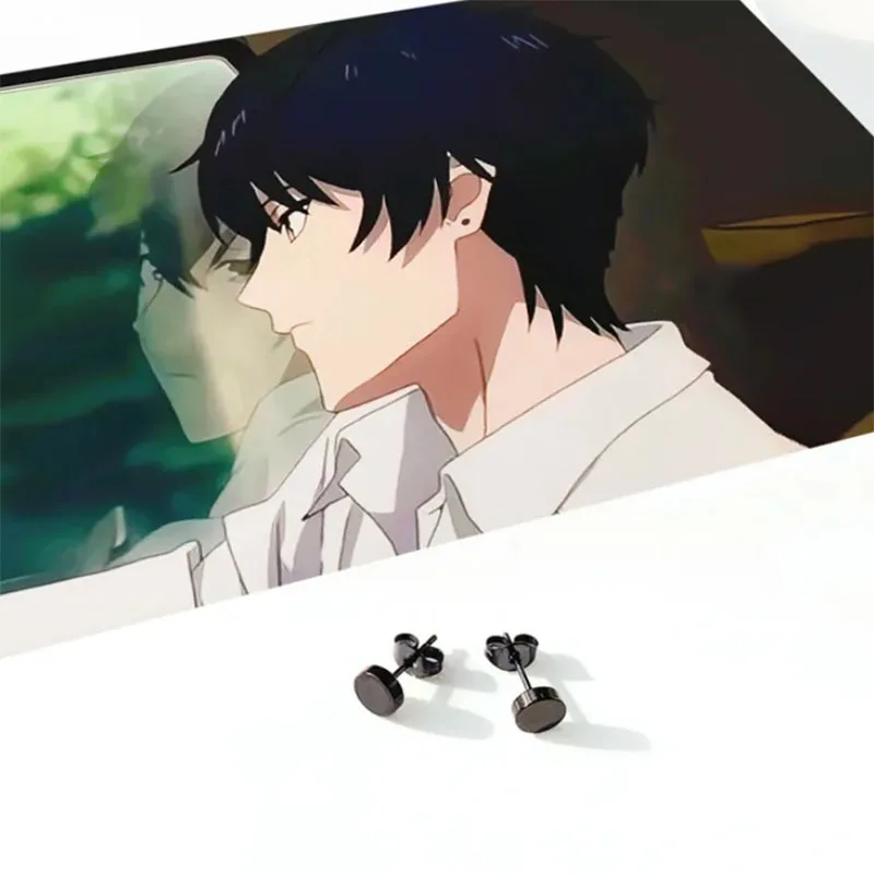 Takt Asahina Cosplay Earrings Black Ear Studs Magnetic Ear Clip Halloween Role Play Costume Accessories