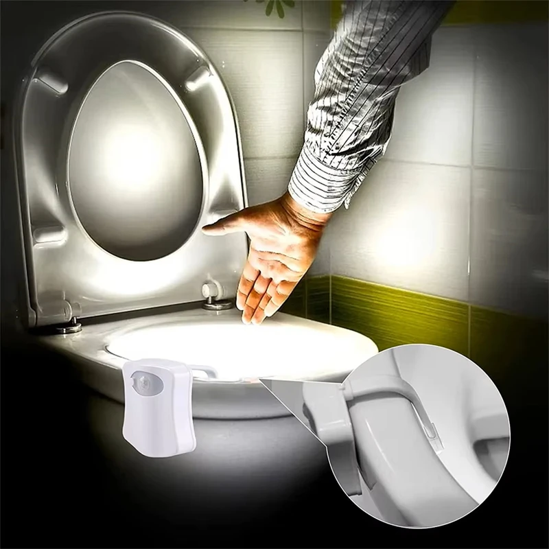 Toilet Motion Sensor Light, 8 Colors Changing Sensor LED Washroom Night Light Inside Toliet Lamp, PIR Motion Activated
