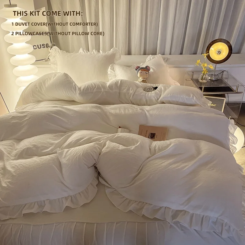 Conjunto de capa de edredão rosa de 3 peças, colcha confortável para todas as estações