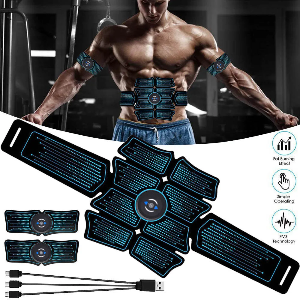 

ABS Trainer Wireless Abdominal Muscle Stimulator EMS Smart Fitness Training Electric Massager Body Slimming Belt USB Recharge