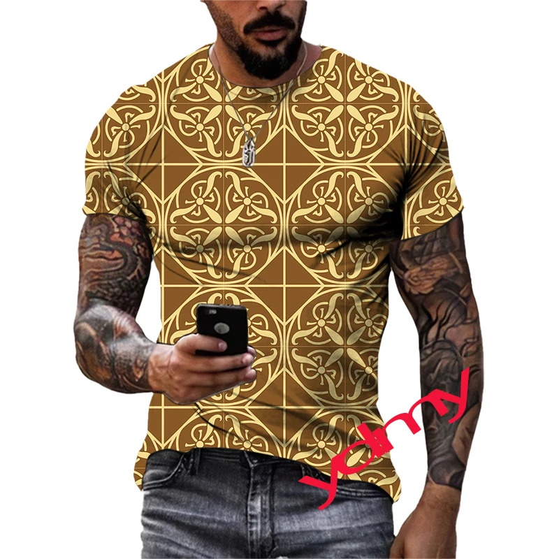 

Summer Vintage Color Symmetry Quick-Dry Men's T-shirt Hip Hop 3D Print Personality Neck Short Sleeve Fashion Clothes