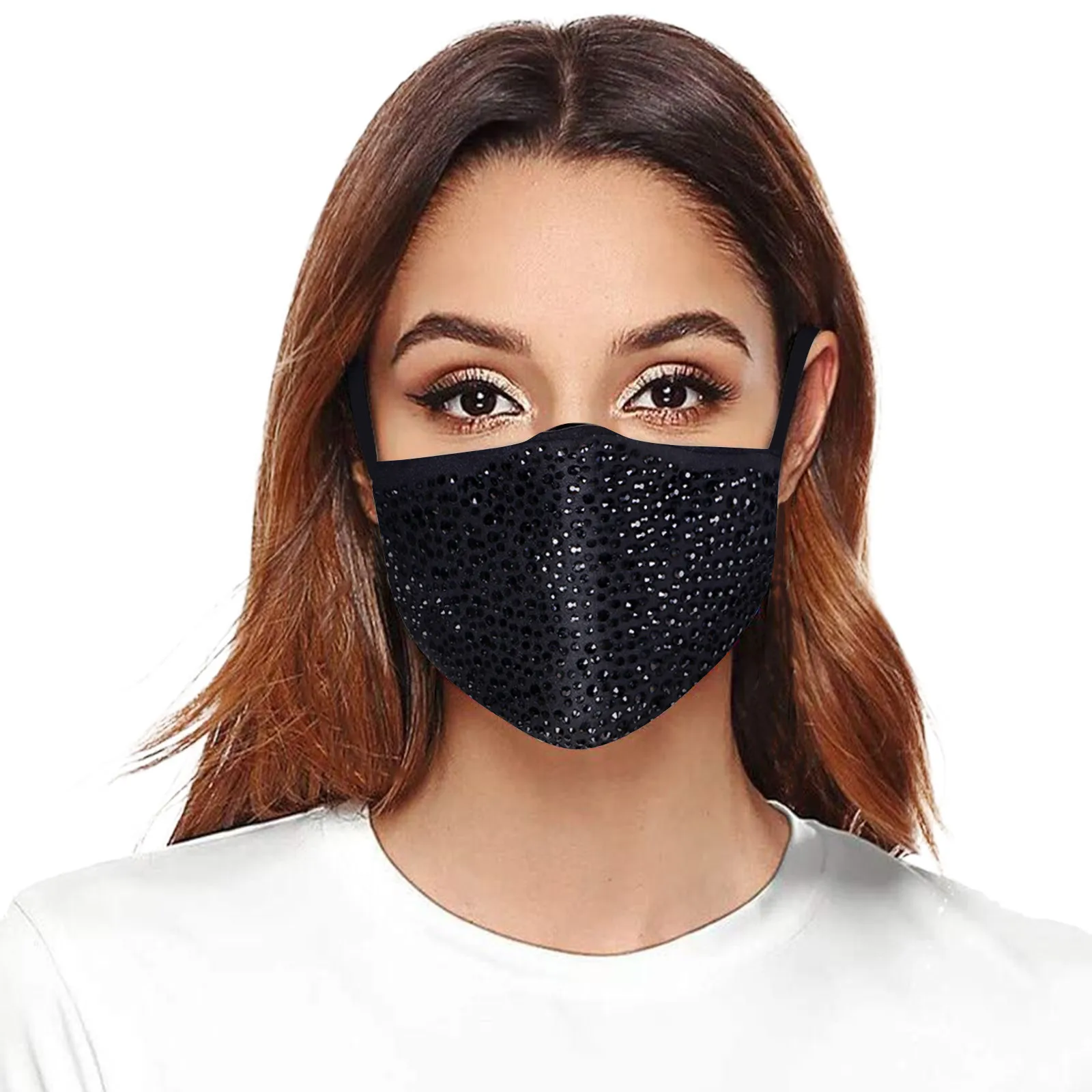 1pc Women Sexy Rhinestone Masks Washable Dust-proof Fashion Cloth Mask With Diamonds Trendy Rhinestone Cotton Mask Mondkapjes 4