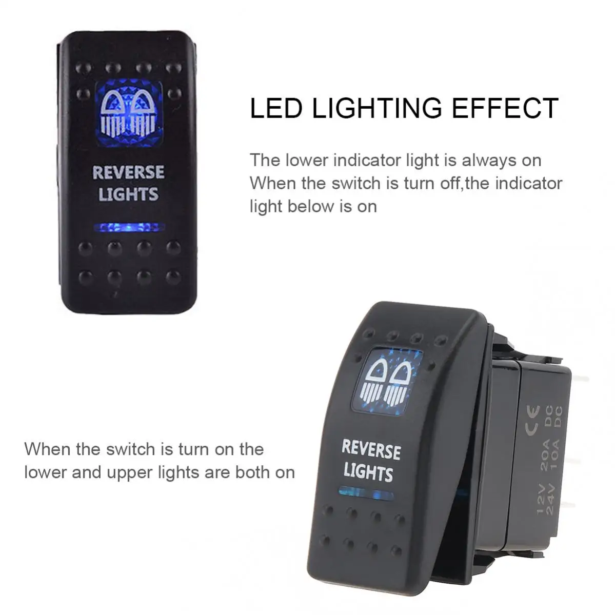 UHUSE Winch In/Out Rocker Switch 7-Pin Blue LED Rocker Toggle Switch 12v 24v On Off On - Foto 13