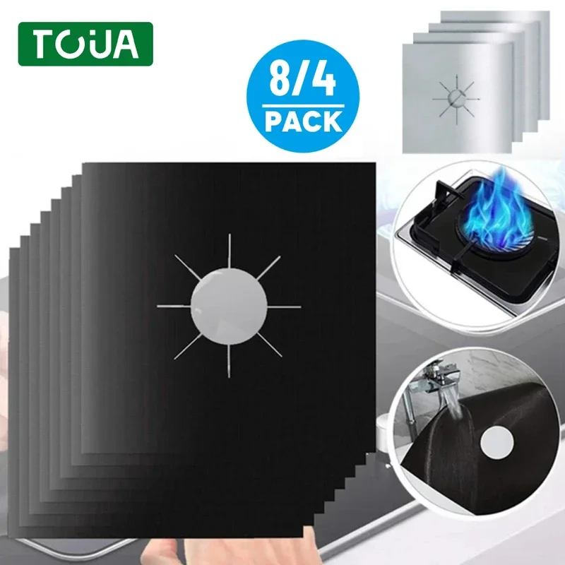 4/8pc stove protector cover liner gas stove protector gas stovetop burner kitchen accessories mat cooker cover gas stove protector