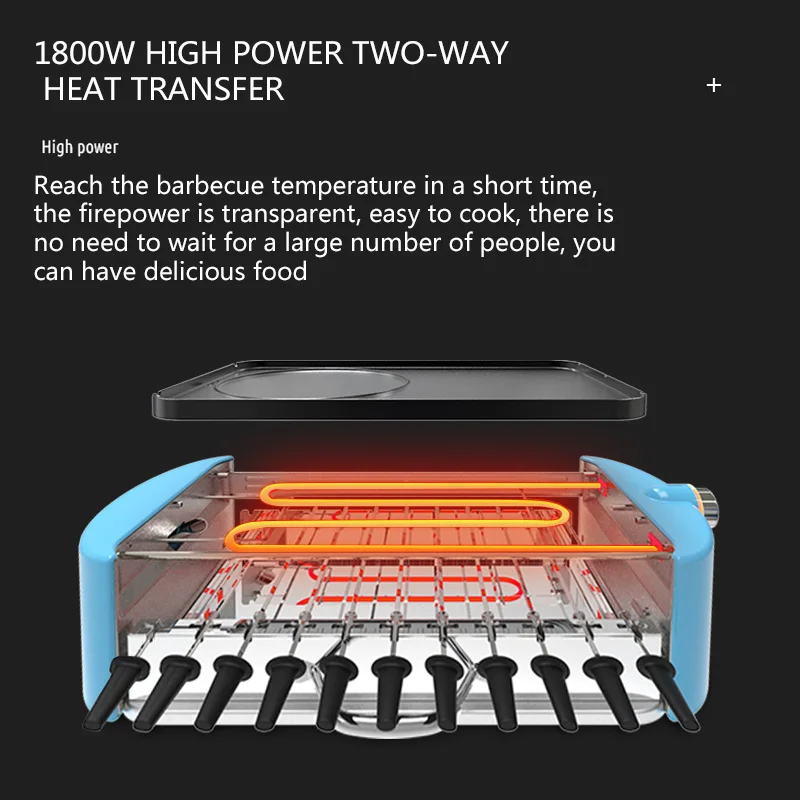 360 Degree Automatic Rotating Barbecue Machine 220V/1800W Multi-Function Grill HRG2013 Barbecue Hot Pot Barbecue Skewers 6