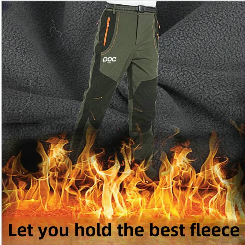 MOTO POC Fleece Waterproof Cycling Pants Autumn Winter Women Men Softshell FleeceTrousers Camping Climbing Running Outdoor Pant