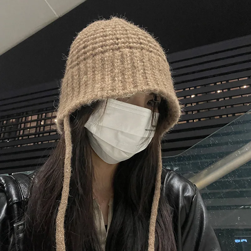 Women's Winter Knitted Hat Woolen Twist Fisherman Hat Autumn New Short Brim Stitching Beanie Basin Hat Girl's Warm Casual Hat