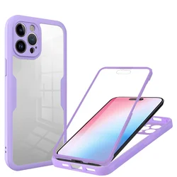 Ultimate 360° Protection Shockproof Case with Soft Silicone Clear Back Cover for Galaxy A30 (Purple)